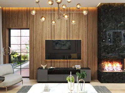Kitchen  Living Room Bathroom 3D model