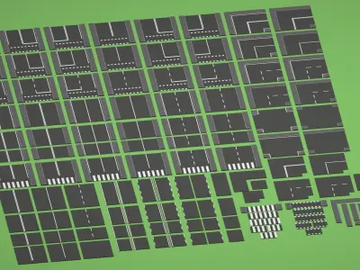 Types of roads Low-poly 3D model