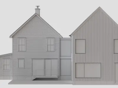 Traditional American House with Modern Addition 3D model