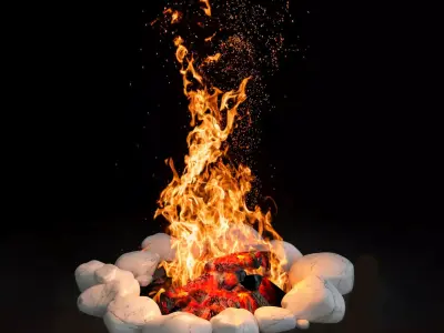 camping fire 003 3D model