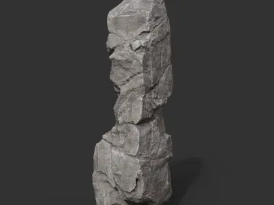Gray Vertical Rock Modular 221120 - Ultra HD 16K Texture Low-poly 3D model