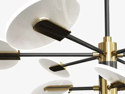 Black and Gold Sputnik Postmodern LED Acrylic Suspension Light Low-poly 3D model