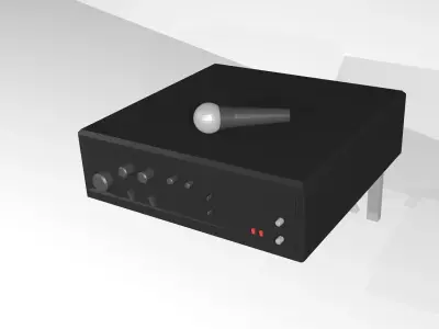  Sound Audio Mixer Amplifier and Microphone Low-poly 3D model