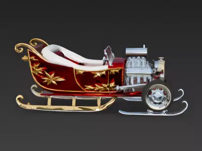 Santa Sleigh Hybrid Vehicle 3D Model Low-poly 3D model