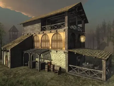 Medieval Tavern Low-poly 3D model