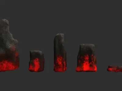 Rock Set 06 - Lava Low-poly 3D model