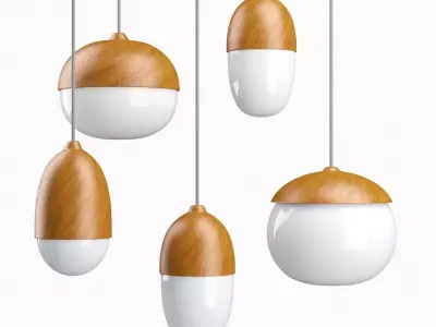 Pendant Light Vintage Wood Grain Glass Iron Painder 3D model