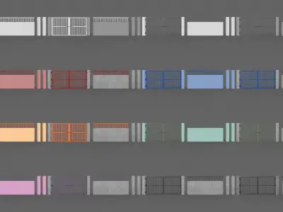 PBR Gate and Wall 6 Low-poly 3D model