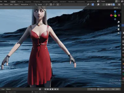 Anime Lunar Goddess Female T-Pose UV Mapped Sci-Fi Rigged Base 3D model