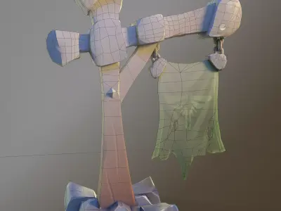 Old flag Low-poly 3D model