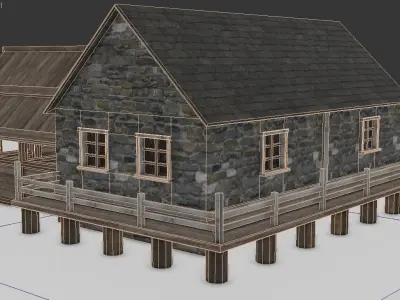 Medieval Stable Low-poly 3D model