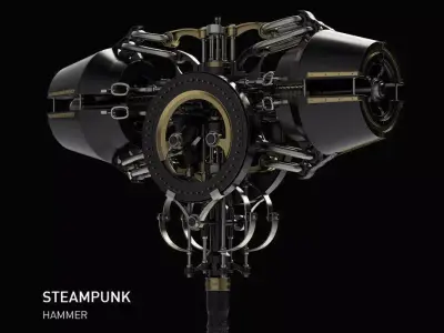 steampunk hammer weapon Thor game 3D model