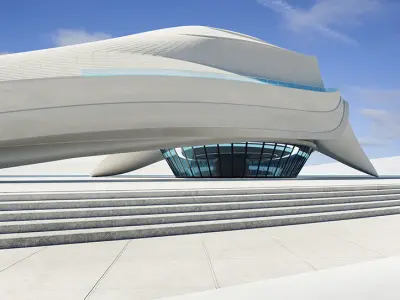 3D model Architecture with futuristic streamlined 3D model