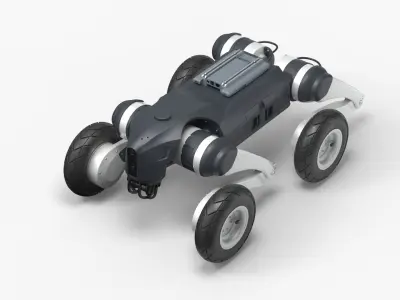  Mobile Security Robot with Wheels Rigged for Maya 