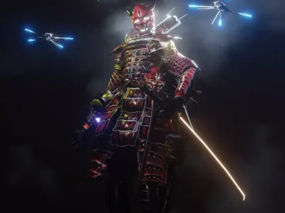 cyberpunk samurai 3D model