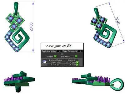 Light wt Pendant Earrings Set 3dm stl obj mtl gltf glb renders  3D print model
