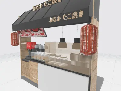 Japanese Snack Stall Low-poly 3D model