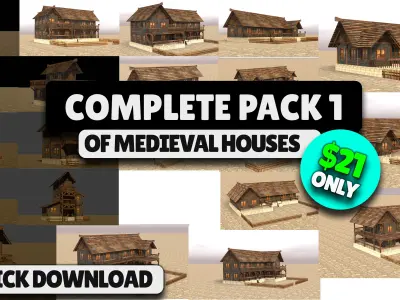 Ultimate Low Poly Medieval Village and House Pack 3D Game Design