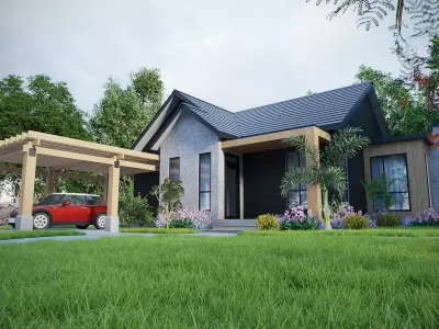 MODERN HOUSE EXTERIOR SCENE 3D model