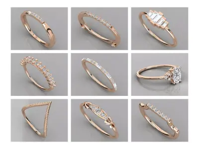 297 light weight ladies rings stl 3D print model