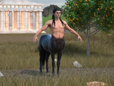  Creature Long Hair Centaur Rigged for Cinema 4D 