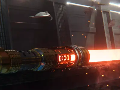 Lightsaber star wars light saber with flames 3D model