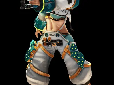 Cyberpunk Girl Low-poly 3D model