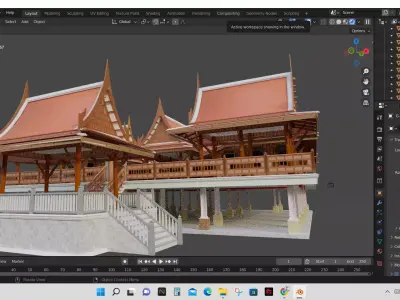 Thai architecture  songthai ancient Low-poly 3D model