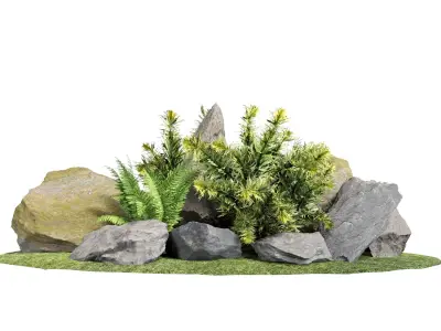 Stone and Bush Pack 24 3D model