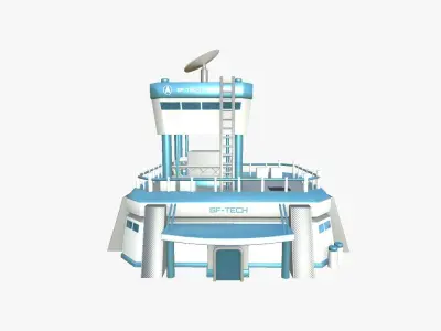 SciFi Facility B01 White Blue - Sci Fi Exterior Design Low-poly 3D model