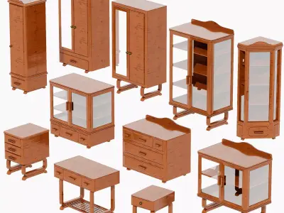 Malaysian Heritage Collection Antique Timber Furniture Bundle 3D Model Pack