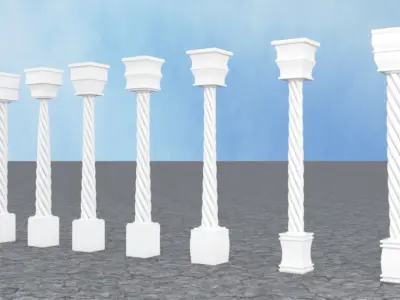 Pillar with Box and Cylinder using Taper and Twist Modifier 3D model