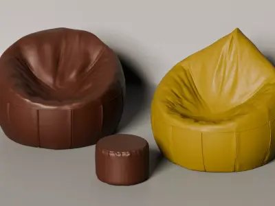 Bean Bags with Footer 3D model