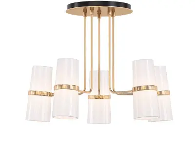 CONIFER 5 five light chandelier with brass and shades 3D model