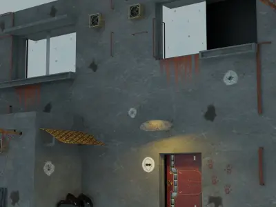 cyberpunk city building face 3D model