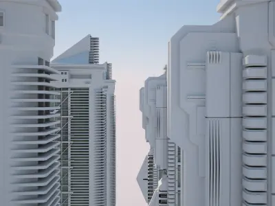 Futuristic Buildings Pack 3D model