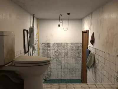 Dingy Bathroom Low-poly 3D model