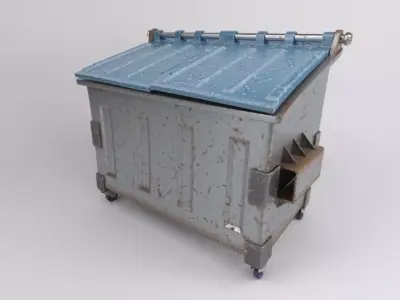 Dumpster metal trash can on wheels 3D model