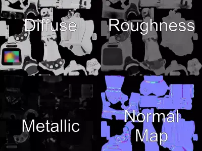 Smiling Robot with Screen model pack Low-poly 3D model