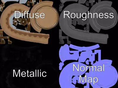 Elegant Wooden Fountain model pack Low-poly 3D model