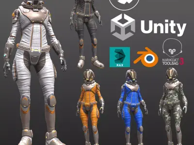 Mars Suit - Female Low-poly 3D model