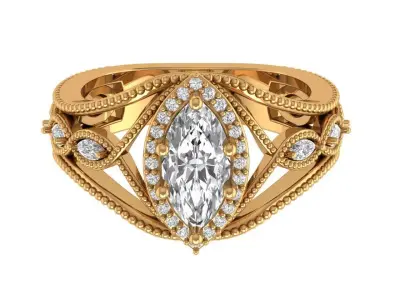 Marquise Engagement Ring 3D print model