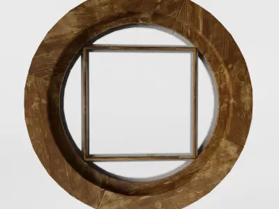 Round Wooden Window Low-poly 3D model