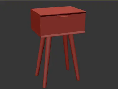 Mitra Bedside Table White 1 Drawer 3D model