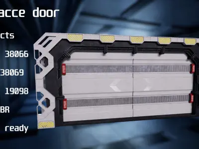 Scifi Space Door 3D model PBR VR AR  low-poly 3d model Low-poly 3D model