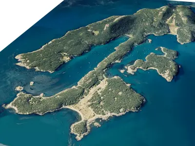 Stuart Island full 3d model terrain  Low-poly 3D model