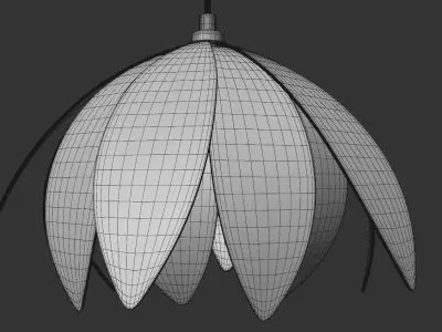 Flower-shaped wooden hanging lamp 3D model