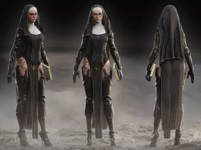 Sci Fi Nun Low-poly 3D model
