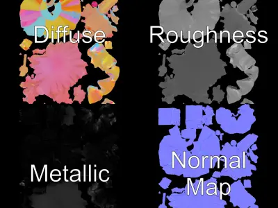 Rainbow Dress Chibi Girl D Character with Pink Hair Low-poly 3D model