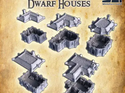 Dwarf Houses Tabletop Terrain 28 MM 3D print model